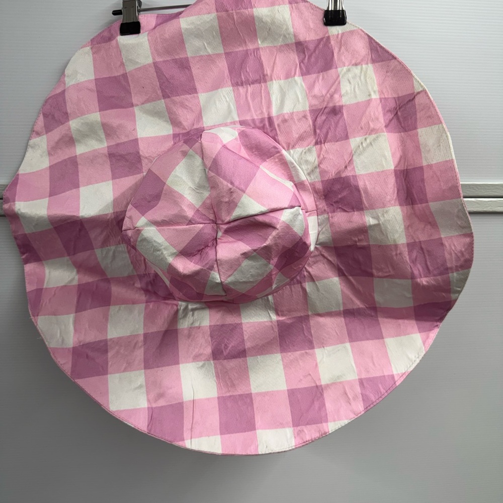 Barbie Costume Pink and White Checkered Sun Hat adult